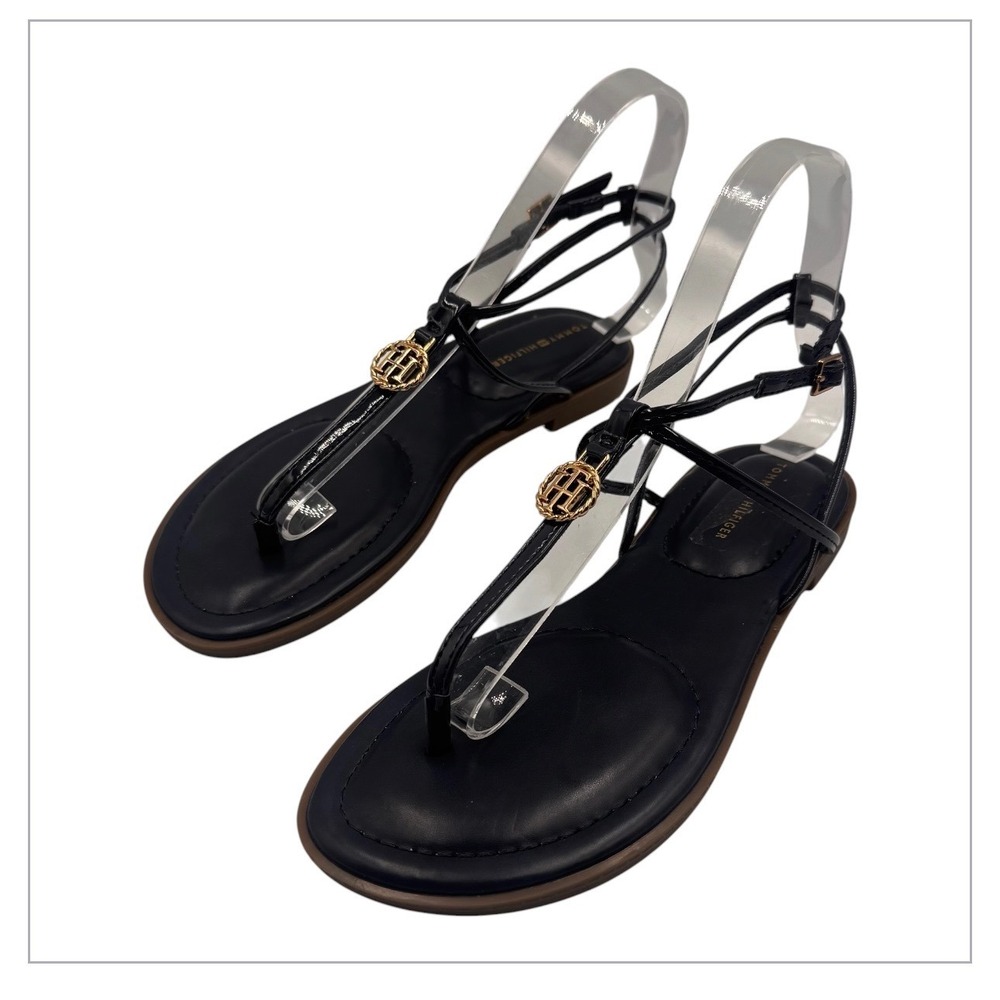 NEW Tommy Hilfiger Morina-Z DarkBlue Strappy Thong Sandals Womens 7M TStrap Flat - Picture 2 of 10